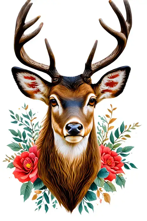 deer head tattoo design idea