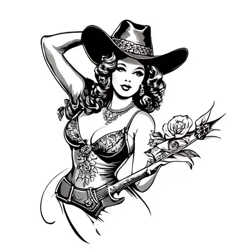 western pin up girl tattoo design idea