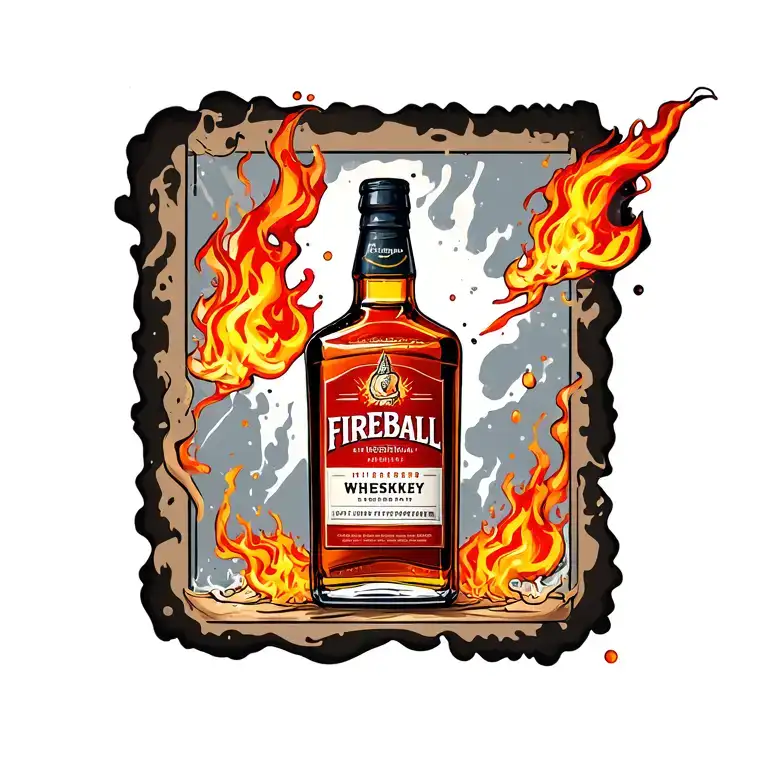 Fireball whiskey bottle tattoo design idea