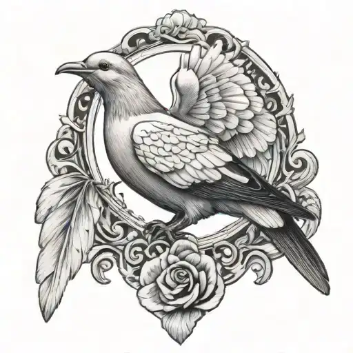 white winged dove with semi colon tattoo design idea