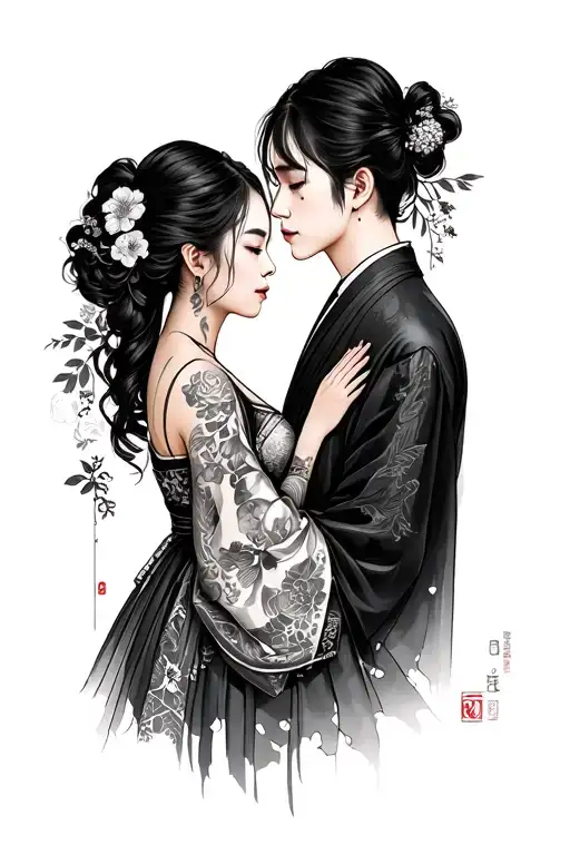 Korean couple tattoo tattoo design idea