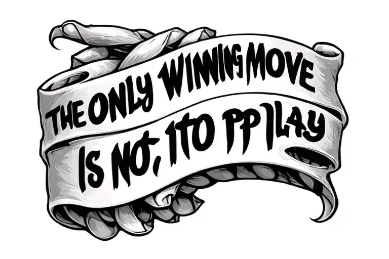 contains the words "the only winning move is not to play"  tattoo design idea
