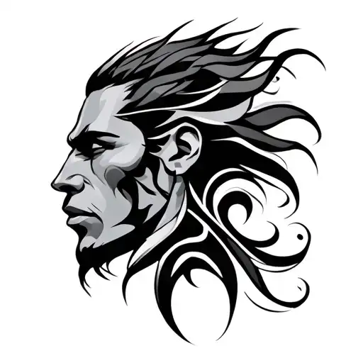 Abel and lin tribal from neck tattoo design idea