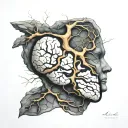 kintsugi hearth and brain tattoo design idea