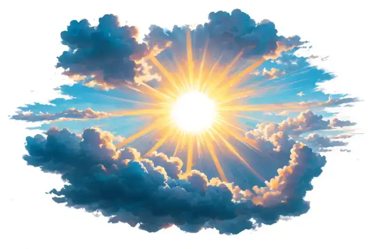 sun  rays  falling  down through clouds tattoo design idea