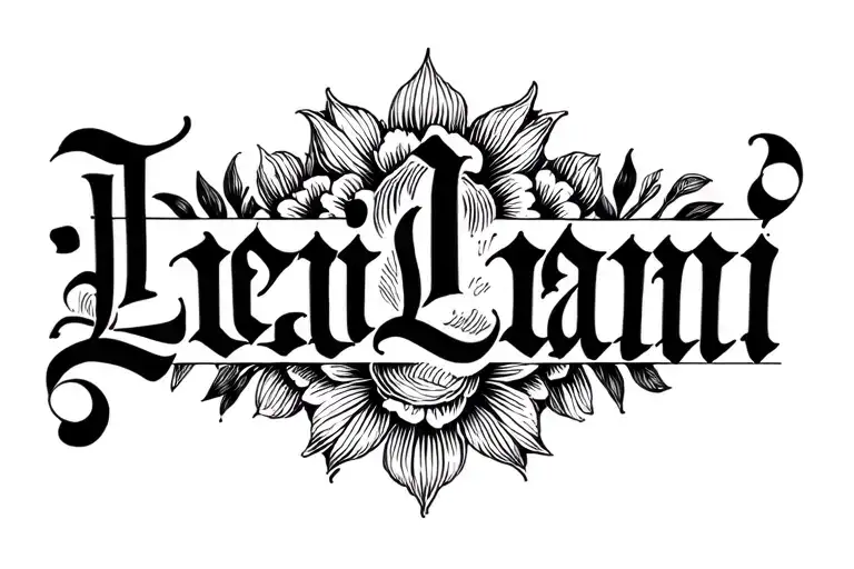 Leilani written in old English font tattoo design idea