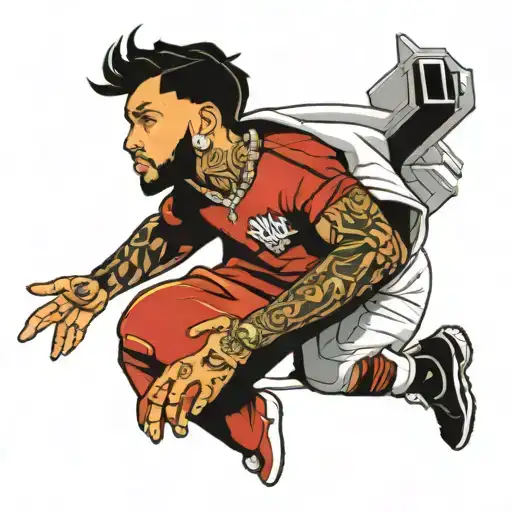 Give me the tattoo idea we both like Anuel, we both like football and we met in June 2023 we are boys tattoo design idea