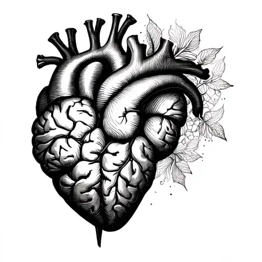 heart and brain tattoo design idea
