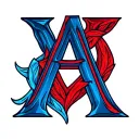Two letters A, placed in reverse, 1 blue and 1 red tattoo design idea
