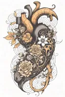find someone who grows flowers in the darkest parts of you, annotomically correct heart, masculine tattoo design idea