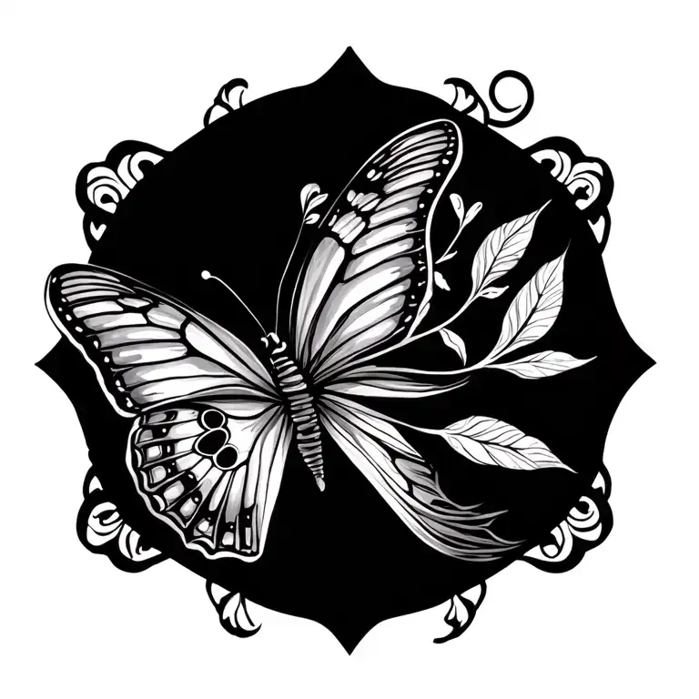dainty spine tattoo with butterfly and lines narrow tattoo design idea
