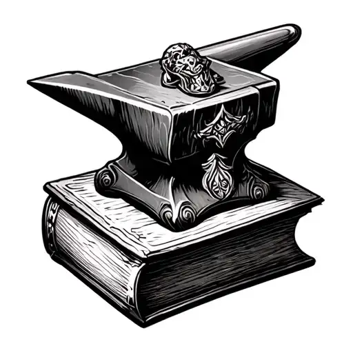 book and anvil tattoo design idea