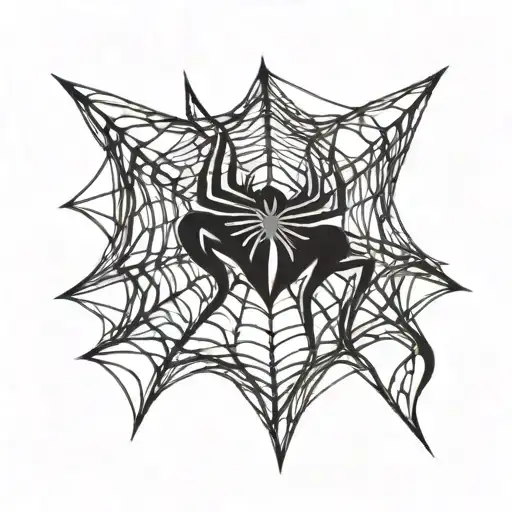 spiderman logo with web around it luminous points of small tattoo design idea