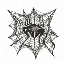spiderman logo with web around it luminous points of small tattoo design idea