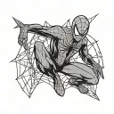 spiderman logo with web around it luminous points of small tattoo design idea