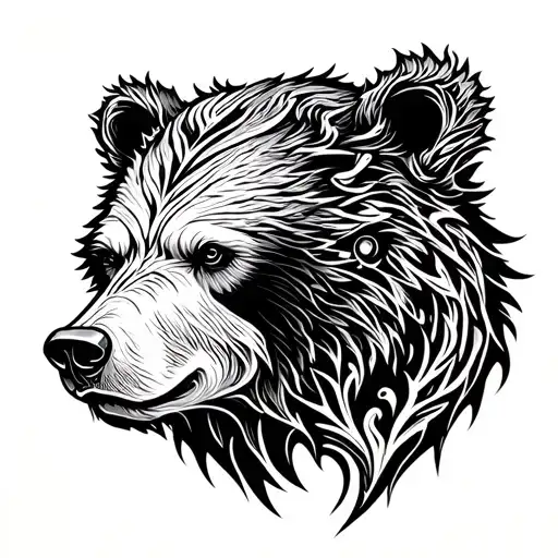 biomech bear head tattoo design idea