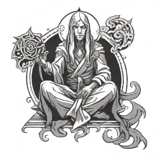 invoker dota 2 meditation pose tattoo design idea