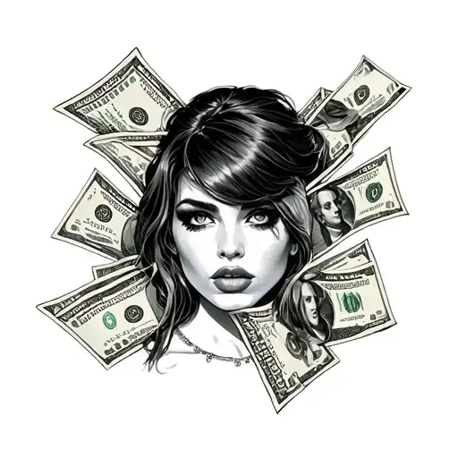 money, sexy girls, addictions, drugs, fast cars, prison tattoo design idea