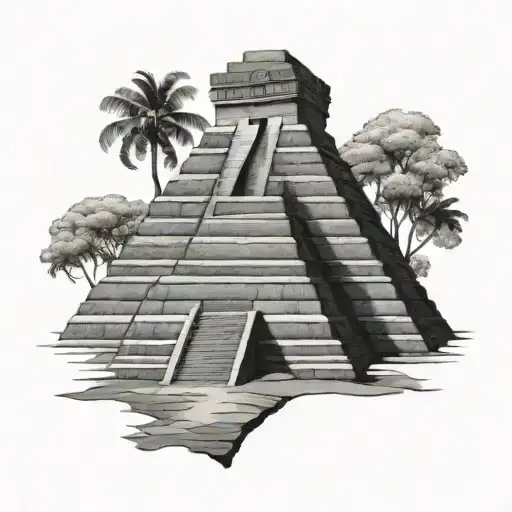 Kukulcan Mayan pyramid tattoo design idea