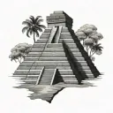 Kukulcan Mayan pyramid tattoo design idea