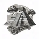 Kukulcan Mayan pyramid tattoo design idea