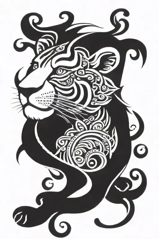 polynesian style simba tattoo design idea