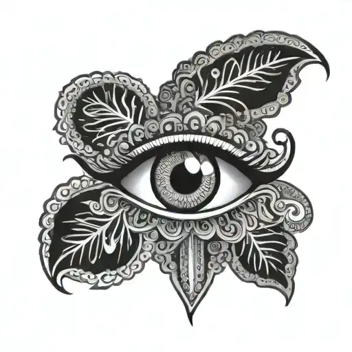 indian henna eye tattoo design idea