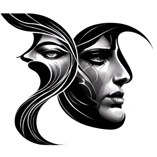 Gemini unique tattoo design two faces tattoo design idea