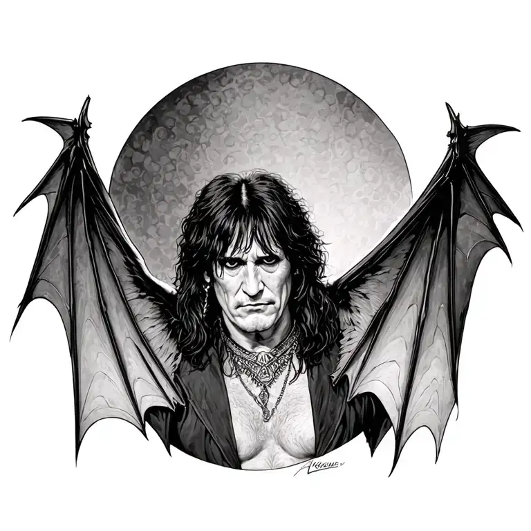 Ozzy osbourne bat wings tattoo design idea