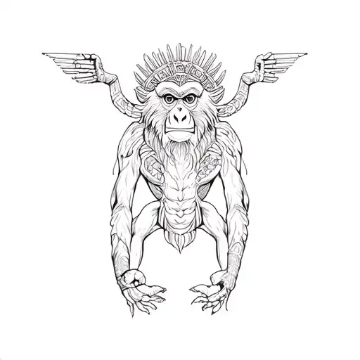 Greek creature on the mixture of astrological monkeys of the Virgin, Sagittarius and Scorpion tattoo design idea