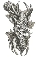 morel mushroom next to a whitetail deer antler tattoo design idea