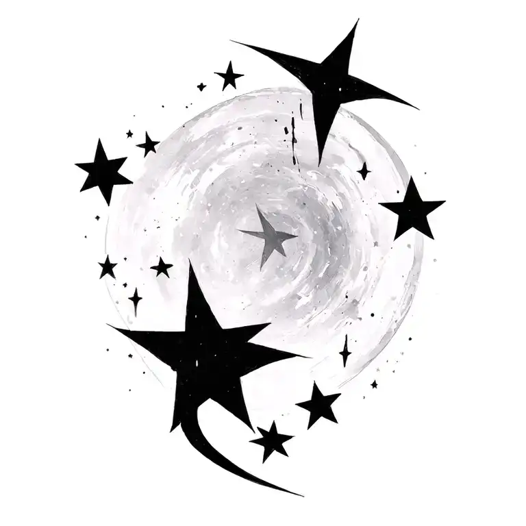 negative space stars blackout tattoo design idea
