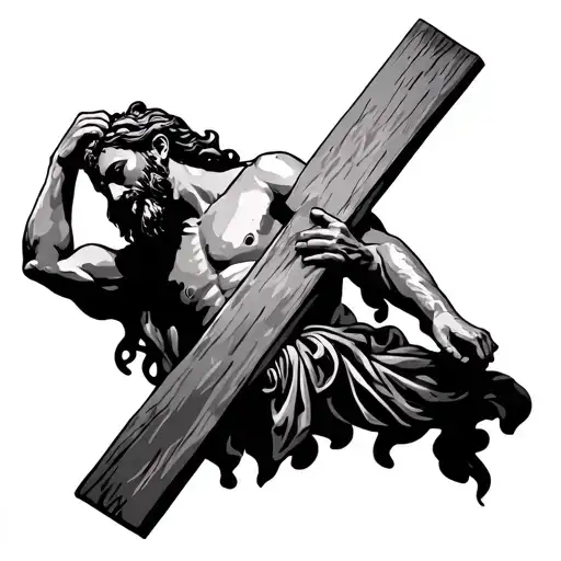Black Jesus carrying the cross tattoo tattoo design idea