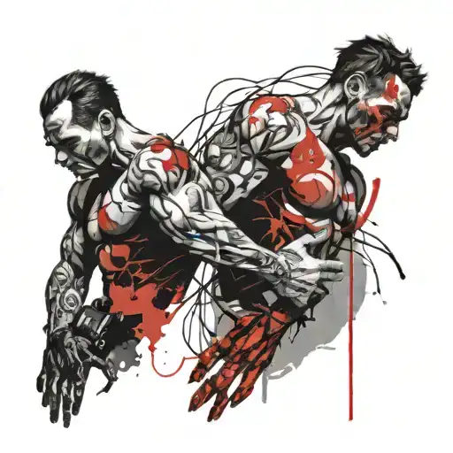 jekyll and hyde whole arm tattoo design idea