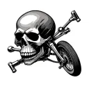 creepy biker skull with harley davidson tattoo design idea