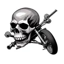 creepy biker skull with harley davidson tattoo design idea