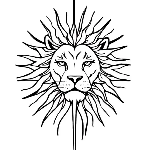 sun, lion , sword tattoo design idea