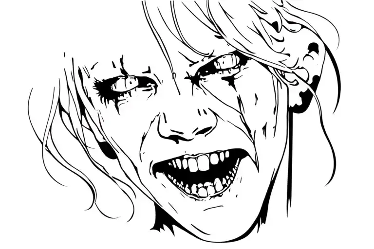 Chelsea grin female horror face realism tattoo design idea