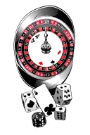 upper arm gambling themed roulette wheel with black jack and dice tattoo design idea
