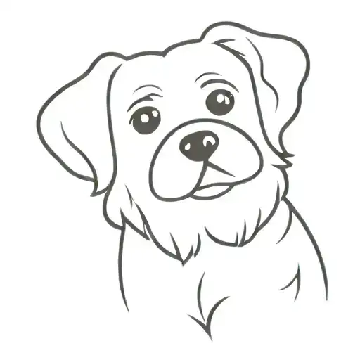easy maltese dog with ears up tattoo design idea