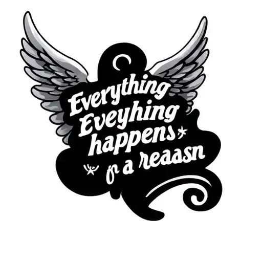 "Everything happens for a reasn" baby angel wings made tattoo design idea