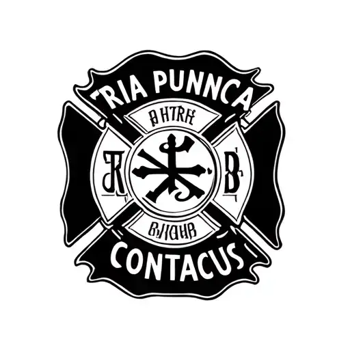 firefighting symbol with latin words "tria puncta contactus" tattoo design idea