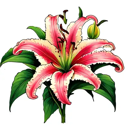 stargazer lily flower tattoo design idea
