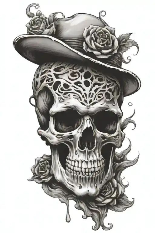 skull melting tattoo design idea
