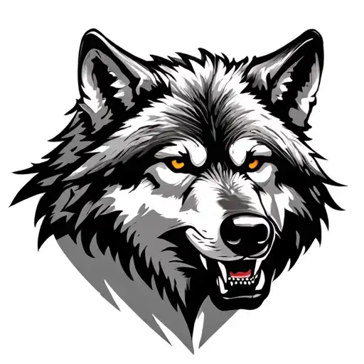 Growling Wolf And Mountains tattoo design idea