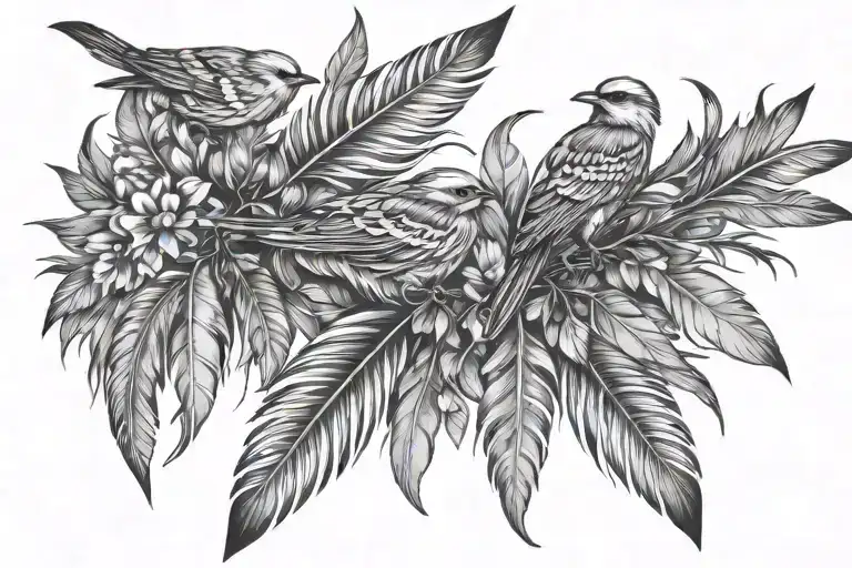 Feathers turning into Birds tattoo design idea