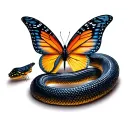 butterfly, half snake coiled in the shape of a butterfly and the other with a butterfly wing tattoo design idea