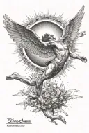 falling Icarus flying towards the sun rising tattoo design idea