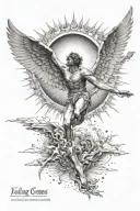 falling Icarus flying towards the sun rising tattoo design idea