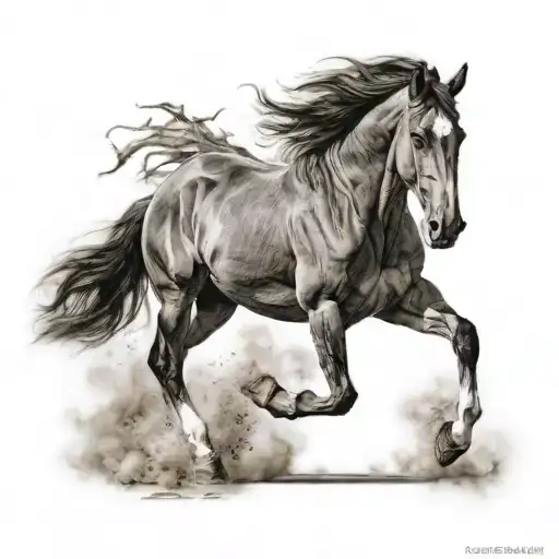 a horse running toward me tattoo design idea